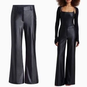 Commando Matte Metallic Wide-Leg Trousers Black Liquid Sheen Luxe Pants Large